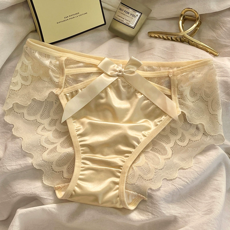 Нижнее белье, кружевные sexy штаны с бантом, дышащие мягкие штаны, французский стиль