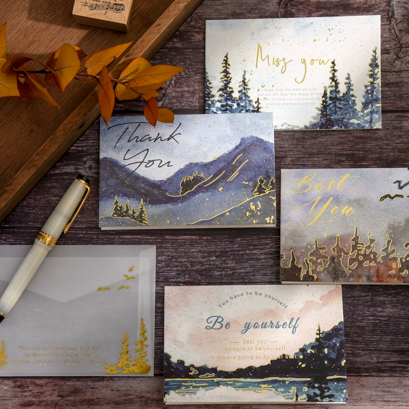 Поздравительная открытка в ретро-стиле, горячее тиснение, конверт из серной кислоты, оптом, на Рождество, день рождения, подарок, послание, благословение.