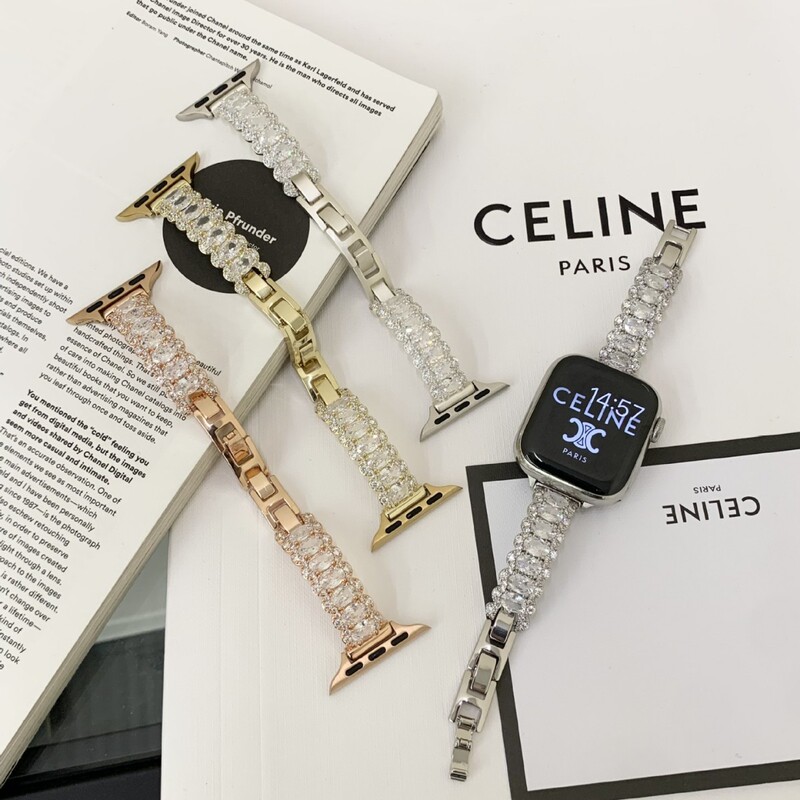 New Women's Zircon Bracelet Pure Copper Watch Band Suitable for Iwatchs11/10 Watch Band Apple Watch in Stock