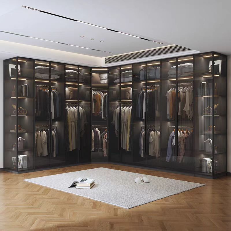 Light luxury bedroom wardrobe household one door to top glass door…