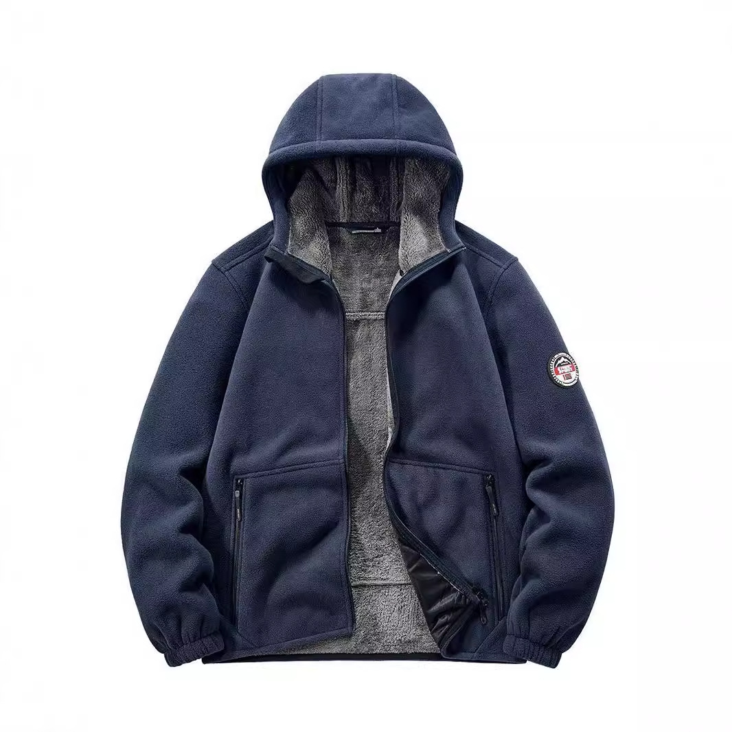 Abbigliamento maschile cappotto di cotone giacca con cappuccio da uomo cappotto in pile più velluto pile polare ispessito celebrità di Internet trasmissione in diretta studente tendenza_voghion.com