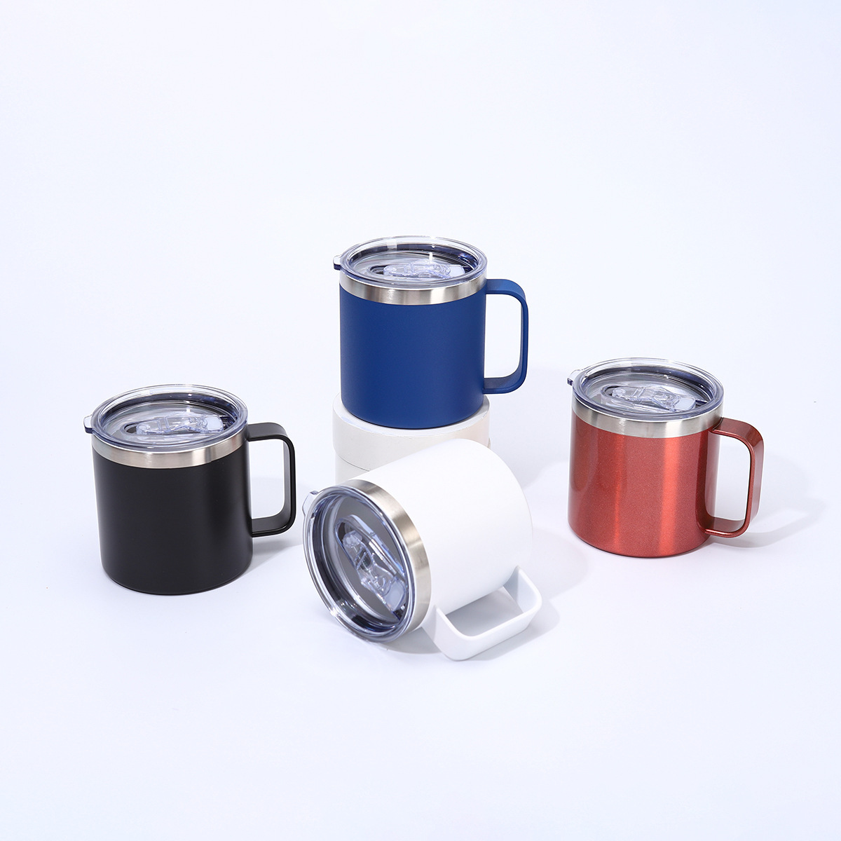 定制跨境14oz不锈钢手柄杯商务办公年会店庆广告高品质礼品杯批发