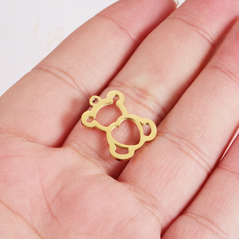 1 Piece Stainless Steel 18K Gold Plated Bear Heart Shape Pendant display picture 5