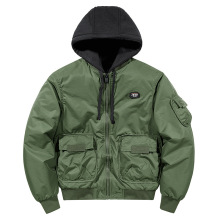 外套男秋冬新款连帽加厚加棉棉服多口袋棒球服飞行员上衣8908AJP