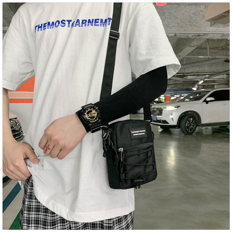 67g Weight Zipper Closure Type Single Shoulder Strap Strap Type Crossbody Bag Bags Type Nylon Material Letter Pattern Streetwear Style Square Shape Khaki, Light Grey, White, Black Color Small Size Small Nylon Letter Streetwear Square Zipper Crossbody Bag 13
