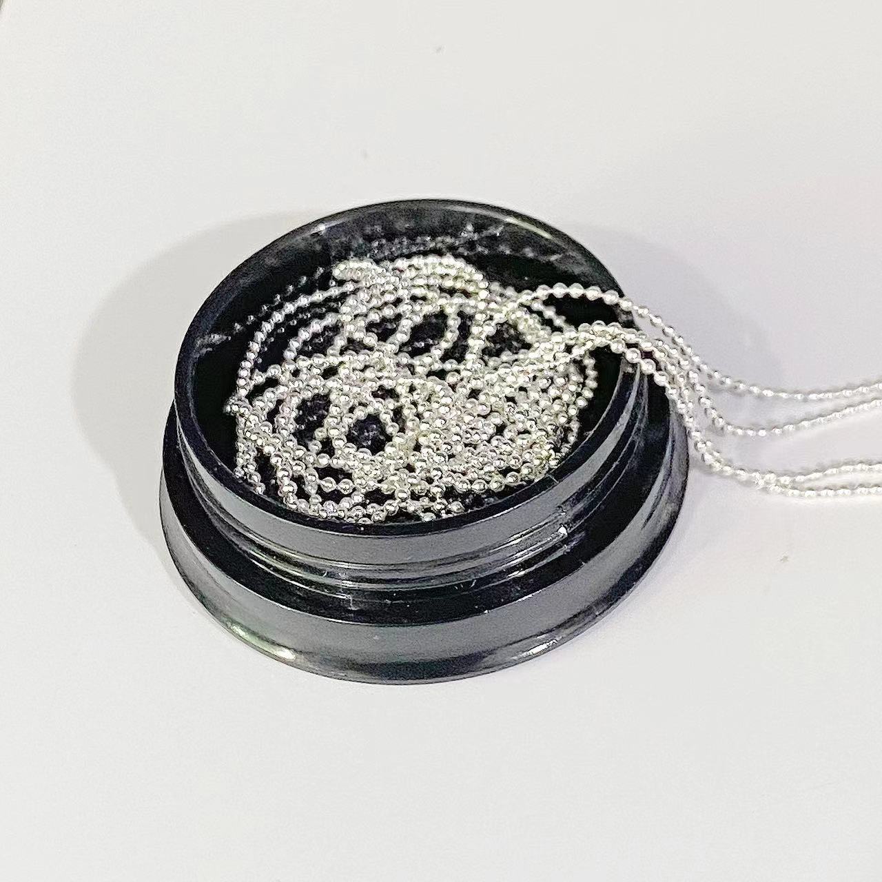 1mm 네일 스노우 화이트 스틸 볼 체인 [1m] 라운드 박스