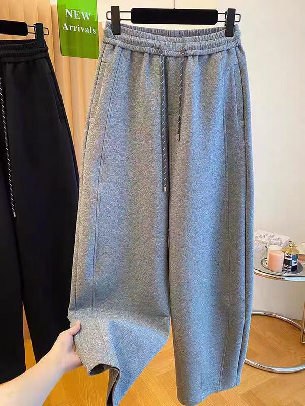 秋季新款阔腿运动裤女2025高腰宽松大码女装显瘦镰刀休闲裤1035#|undefined