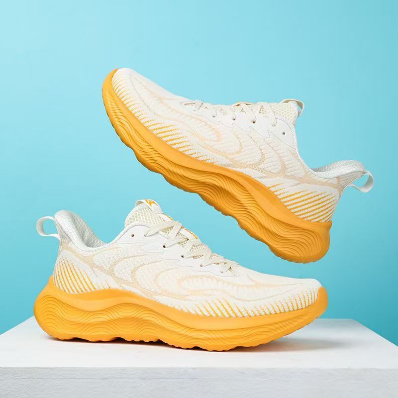 Expeditioner Couple Running Shoes Soft Sole High Elastic Breathable Sports Shoes Non-Slip Walking Shoes Widened Comfortable Trendy Shoes