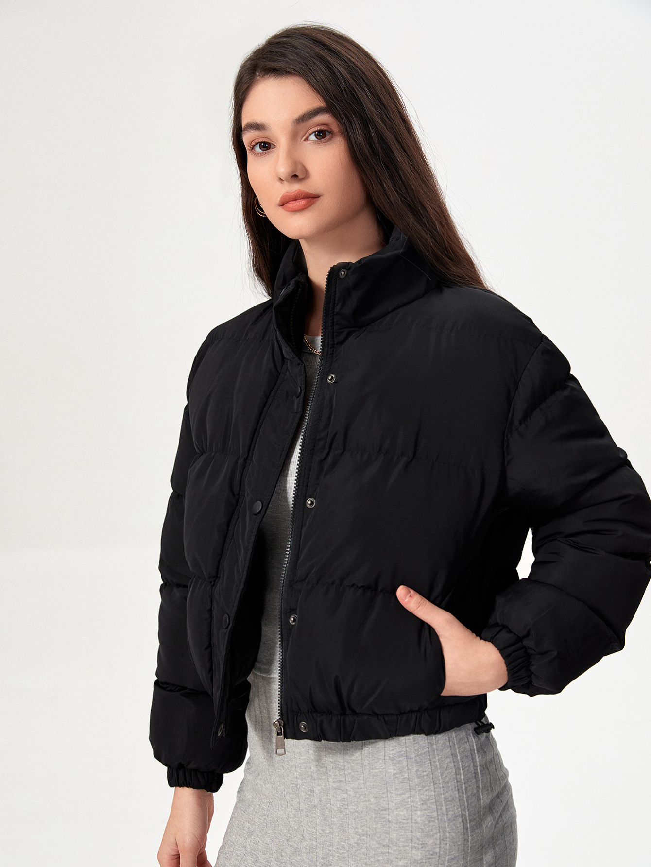 Chaqueta corta acolchada para mujer, estilo elegante y ligero