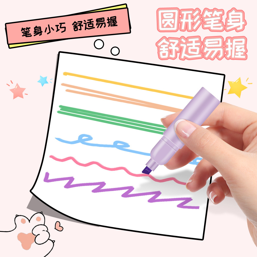 Nuevo cristal gato garra 6 colores resaltador de lápiz de dibujos animados garra de gato diy graffiti marca de línea lápiz de contabilidad