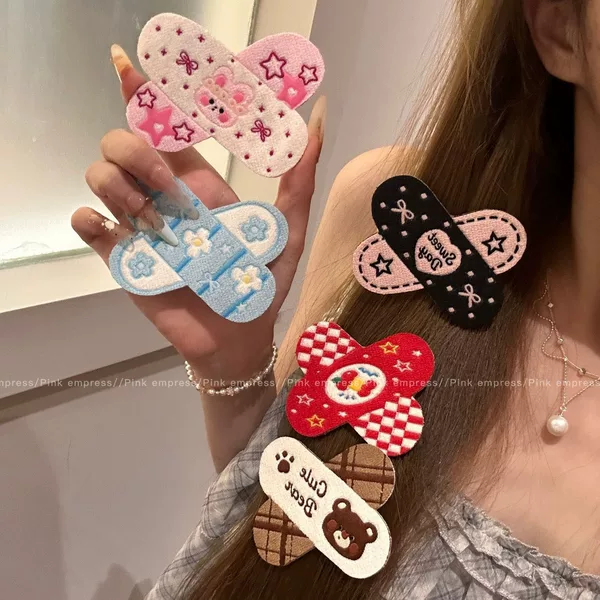 Cute adhesive bandage hair clip for women, a hair styling tool for tidying up stray hairs, a hair magic band, a stylish side-swept bangs hair accessory