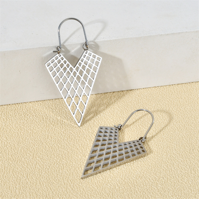 Exaggerated Triangle Titanium Steel Earrings Plating Hollow Out Stainless Steel Earrings