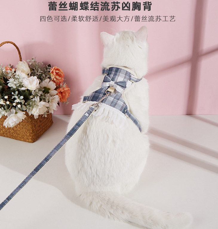 Nuevo gato Chaleco de tracción cuerda anti-rotura pequeño perro oso de peluche Bomei correa para el pecho vestido de princesa ropa