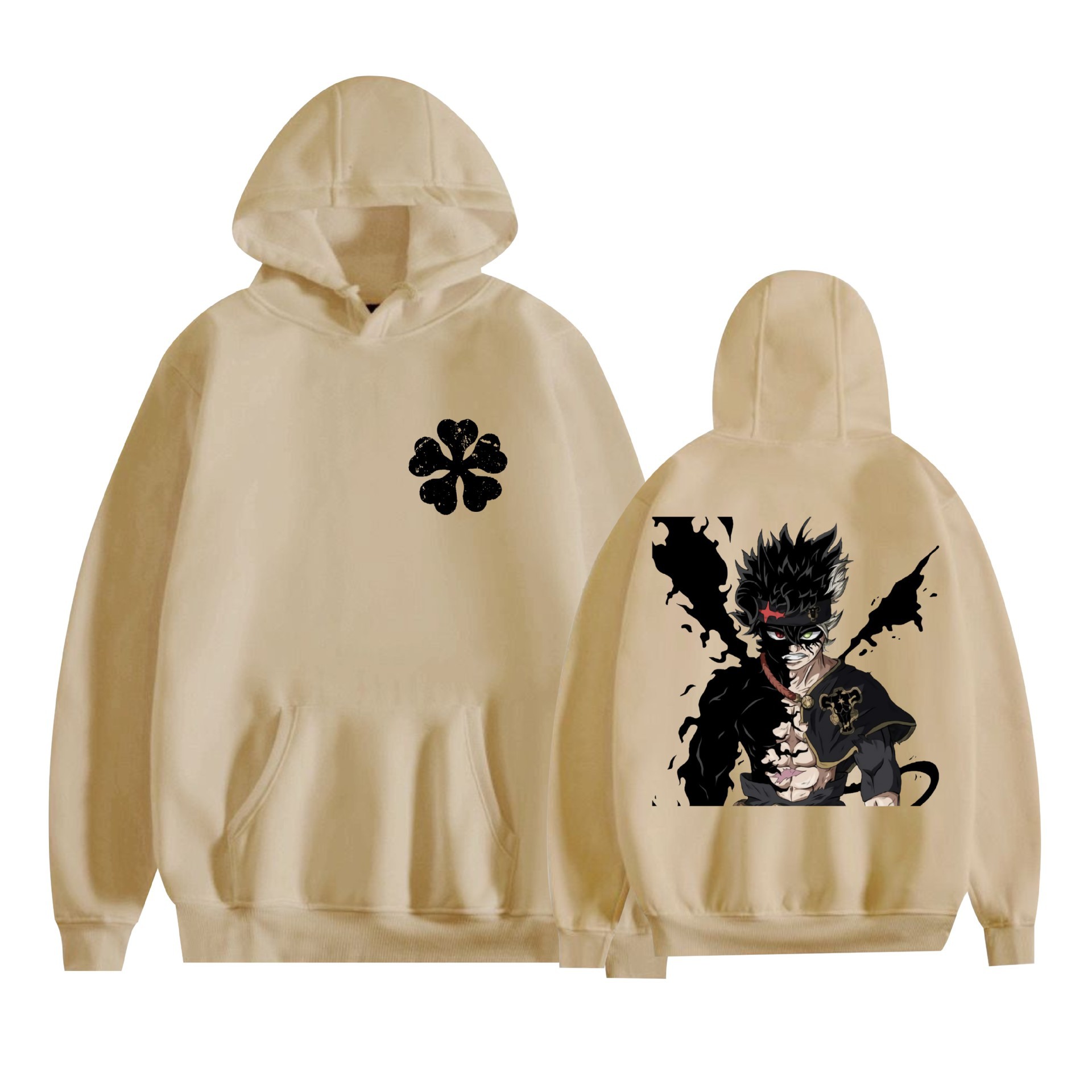 Trébol de cuatro hojas negro nuevo transfronterizo Black Clover animación periféricos hombres y mujeres suéter con capucha suelto casual
