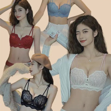 8256性感蕾丝内衣女聚拢小胸罩无钢圈手掌杯文胸套装批发一件代发