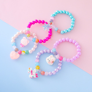Special offer new children's cute cartoon animal pendant pearl bracelet bracelet doll bracelet jewelry manufacturers wholesale