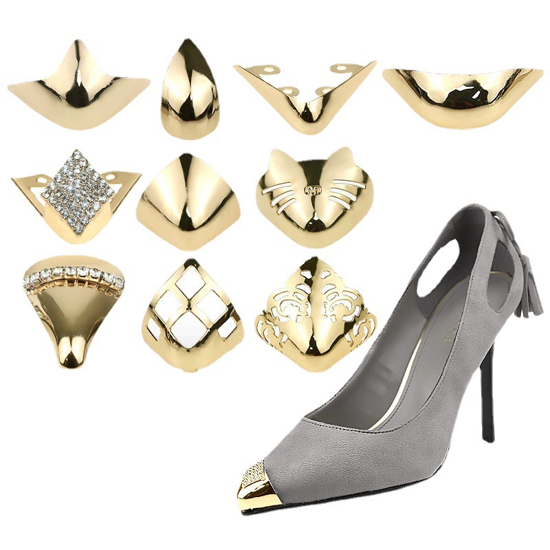 Туфли на высоком каблуке с заостренной защитной головкой Защитная крышка с защитой от ударов заостренная невидимая Декоративная кожаная сумка для обуви заостренные аксессуары металлический чехол в наличии