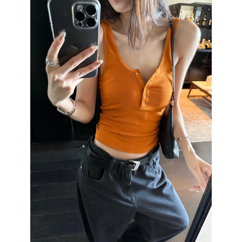 3529 #   Superniniyy Orange Soda & Backless Snap Strap Elastic Slim Sleeveless Camisole