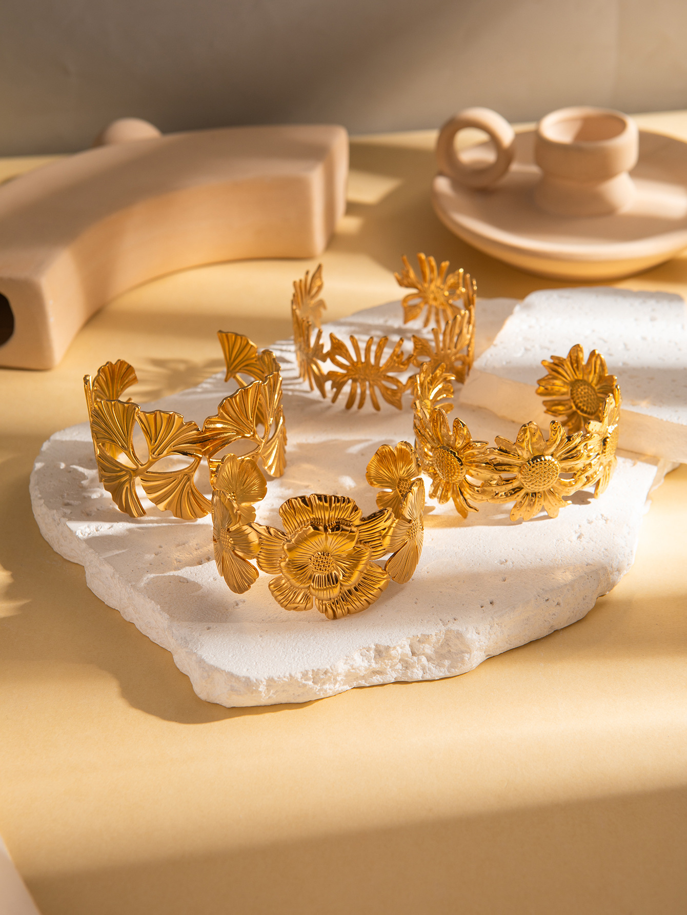 29g Weight 18K Gold Plated Plating Material Bangle Classification Titanium Steel Chain Material 1 Piece Quantity Casual, Party, Street Occasion Titanium Steel Material Flower, Butterfly Pattern All Seasons Season Women's Gender Plating Design IG Style Style Gold Color IG Style Flower Butterfly Titanium Steel 18K Gold Plated Bangle In Bulk 5