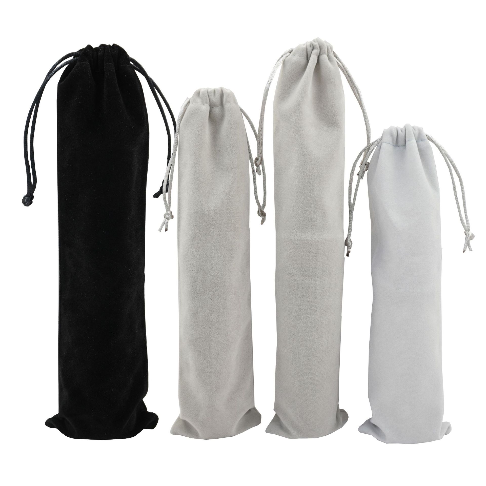 En stock selfie stick negro franela con cordón bolsillo 8*29 caña de pescar hardware vajilla bolsa embalaje se puede utilizar en varios tamaños