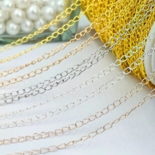 DIY Accessories High-Temperature Color-Preserving Copper and Iron Chain Necklace Bracelet Tail Chain Making Materials Color-Preserving Loose Chain Simple and Versatile