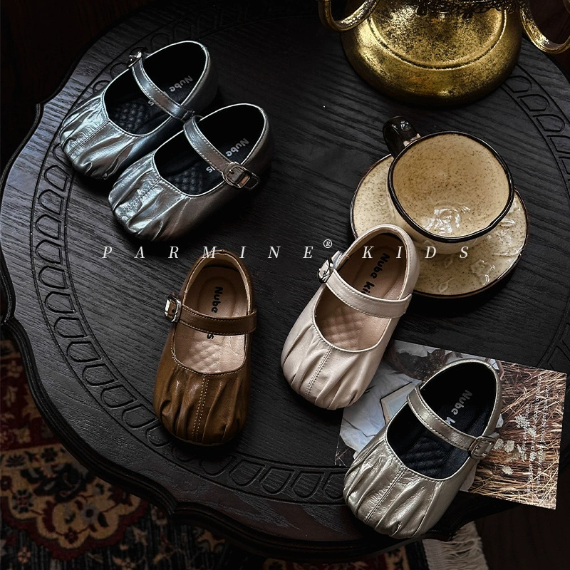 Детские туфли для девочек с неглубоким вырезом, стильные, в стиле принцессы, весна-осень 2025, новые кожаные туфли для малышек, однотонные туфли для девочек
