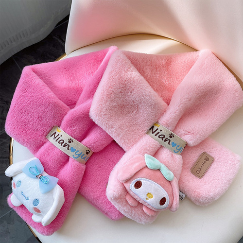 Winter Children Fleece Scarf for Boys and Girls, Thick Windproof and Warm Baby Neck Gaiter, Cartoon Simple and Cute Neck Cover