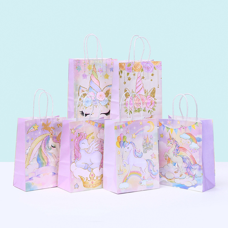 New Fantasy Unicorn Themed Gift Packaging Bag Kraft Paper Bag Party Hand-Held Gift Bag Wholesale