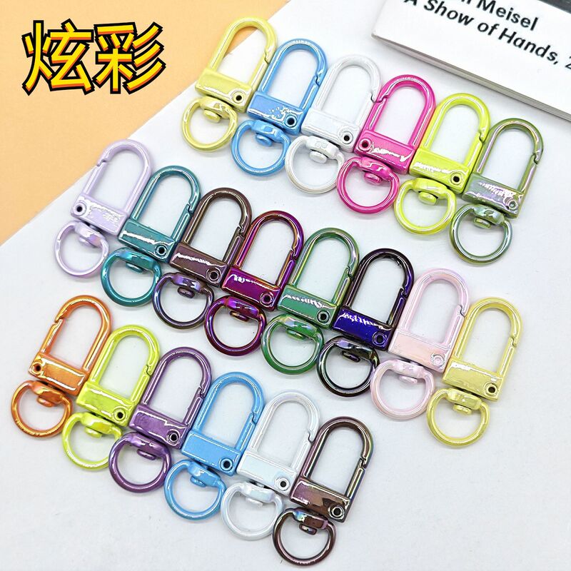 Colorful plating uv mabei door buckle AB color dog buckle spring buckle diy jewelry accessories universal rotating key chain hanging buckle Colorful plating uv mabei door buckle AB color dog buckle spring buckle diy jewelry accessories universal rotating key chain hanging buckle