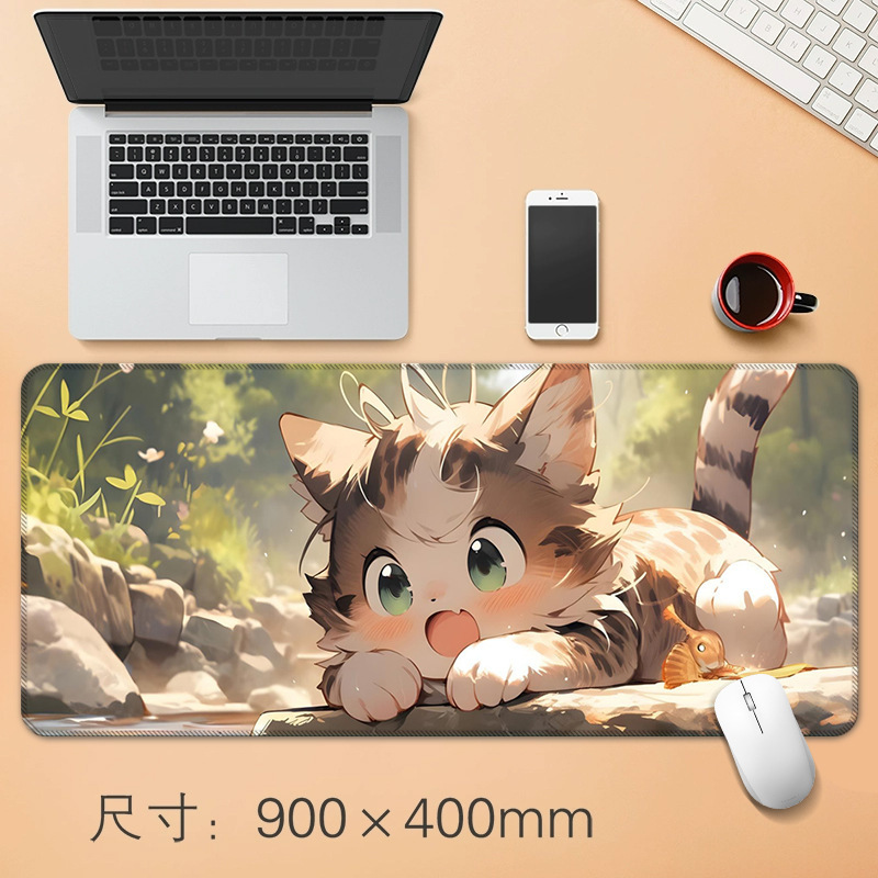 源头工厂直销大号鼠标垫创意动漫小猫办公桌垫防滑精密锁边鼠标垫|undefined