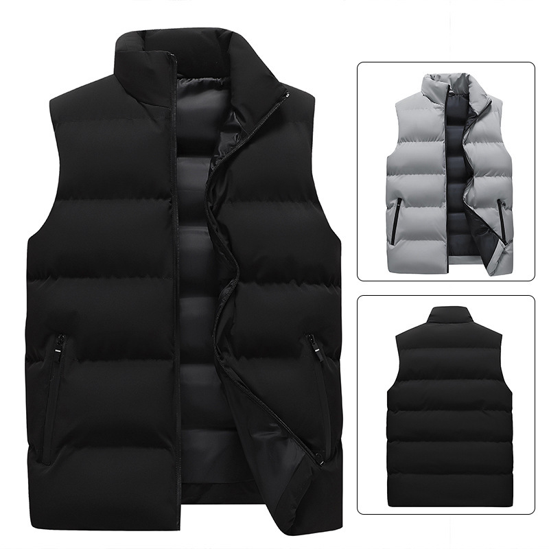 New Men's down Cotton Jacket Vest Autumn and Winter Thickened Warm Loose Sleeveless Stand Collar Vest Fashion Casual Vest New Men's down Cotton Jacket Vest Autumn and Winter Thickened Warm Loose Sleeveless Stand Collar Vest Fashion Casual Vest