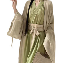 不染晋制汉服女中国风直裾大袖衫套装改良魏晋风新款日常春秋