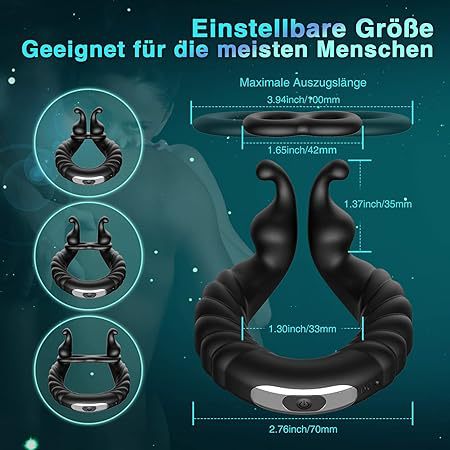 Rechargeable 10-Frequency Vibrating Silicone Lock Ring with Remote Control — detail image 15