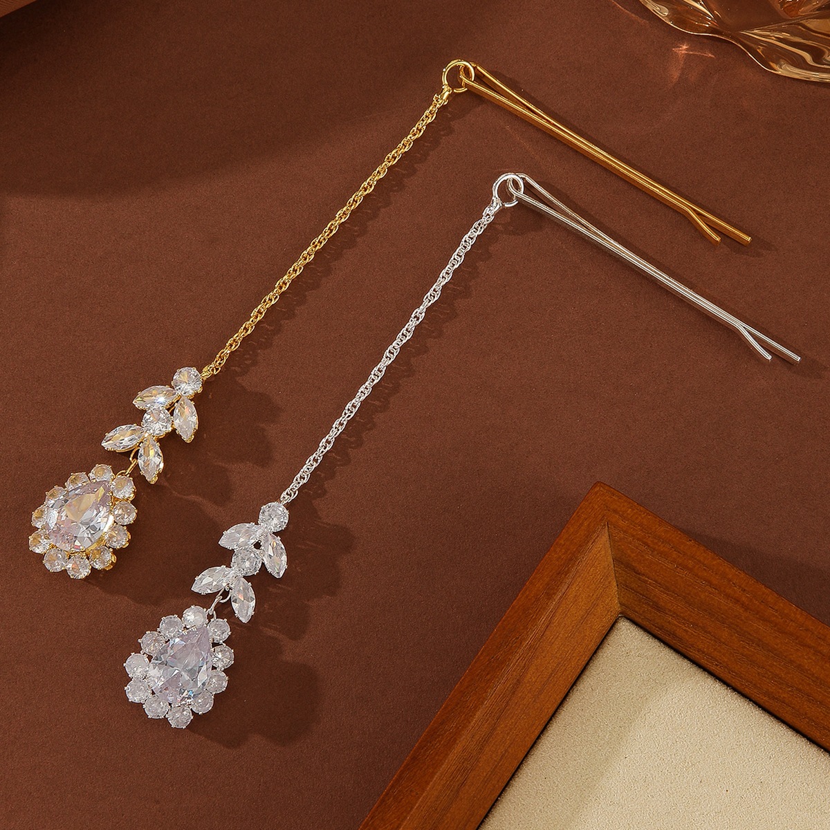 Cross-Border New Bridal Headwear European and American Fashion Shiny Water Drop Crystal Zircon Tassel Forehead Chain Forehead Jewelry for Women