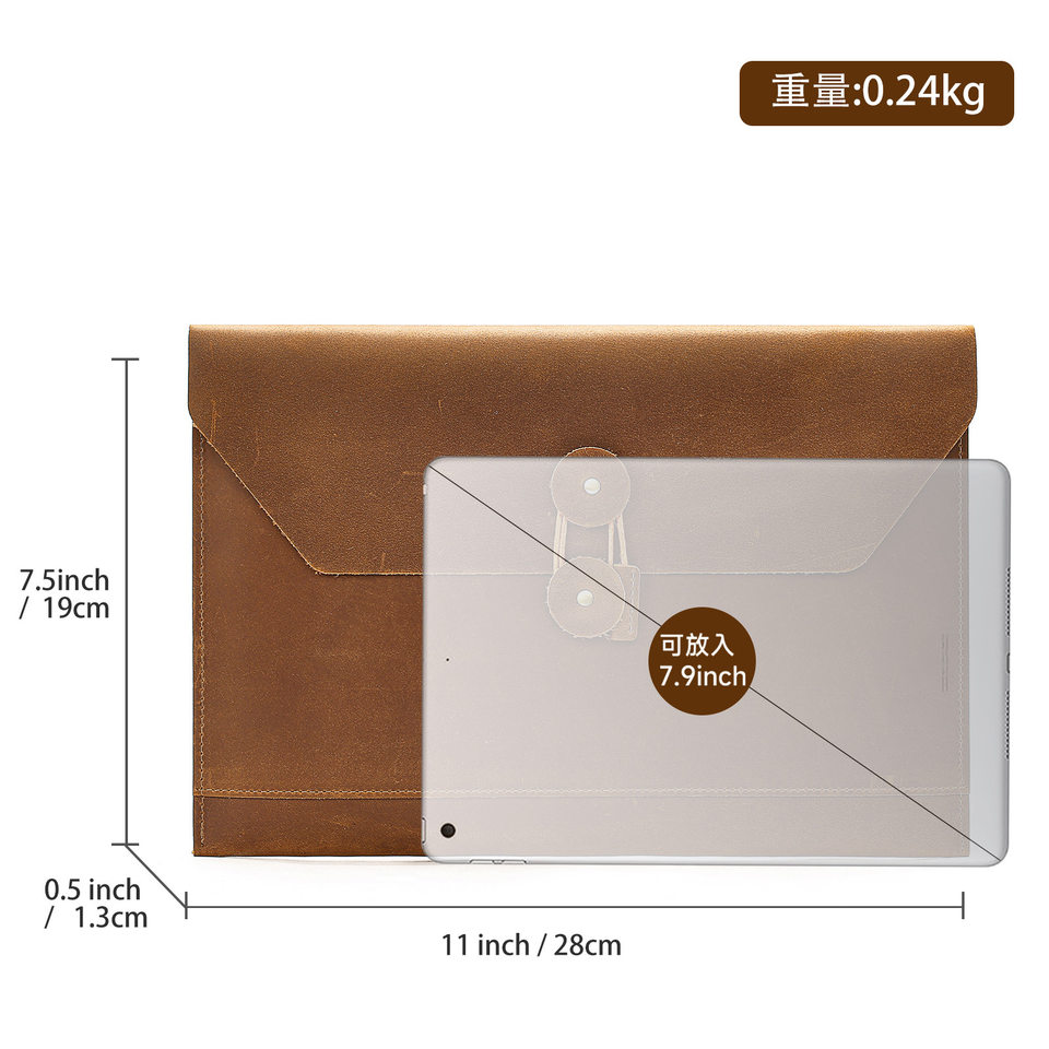 Túi cầm tay nam da bò thật cao cấp đựng tài liệu và máy tính bảng 9 inch — Màu cà phê, Màu cà phê đậm