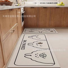 卡通動漫廚房皮革地墊防污防油防滑腳墊防水免洗家用防滑耐髒地毯