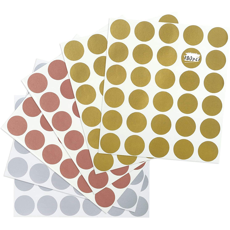 现货跨境爆款1英寸金色银色玫瑰金圆形刮刮膜划痕不干胶贴纸片装