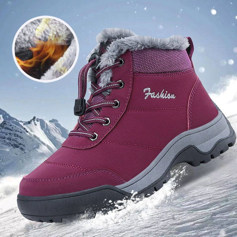 Женские зимние сапоги, плюшевая теплая хлопковая обувь, износостойкие ветрозащитные спортивные уличные ботильоны на резинке больших размеров, женские ботинки