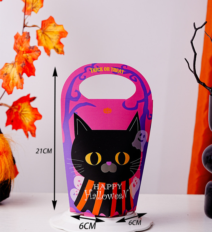 越境新型ハロウィンパーティー用手提げカボチャ猫キャンディー箱創意祝日プレゼント包装紙箱|undefined
