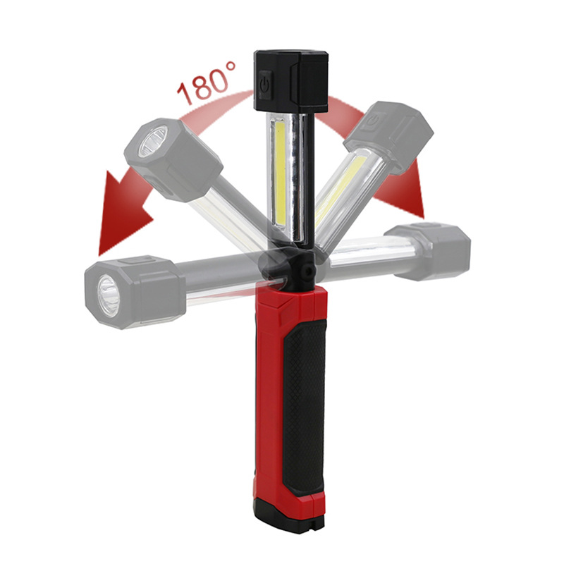 Customized cross-border COB maintenance lamp USB charging multifunctional strong magnetic auto repair work lamp with red light warning