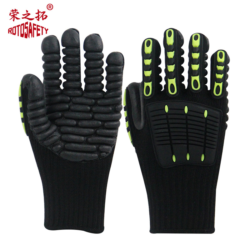 Rongzhituo guantes de absorción de impactos perforación minera selección eléctrica pulido mecánico Protección Laboral perforación mina de carbón guantes especiales