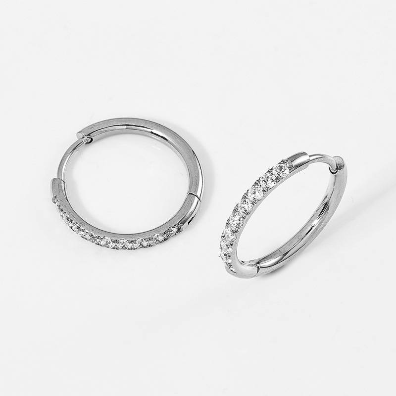 Aretes Zesen de Alta Calidad, Serie 2.0mm, Hechos a Mano, Populares en el Extranjero, de Acero Inoxidable, Finamente Tallados, con Incrustaciones de Diamantes, Cierres de Aretes, Aros