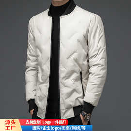 2023新款灰鸭绒秋冬季新款立领羽绒服男士时尚百搭保暖无帽棒球领