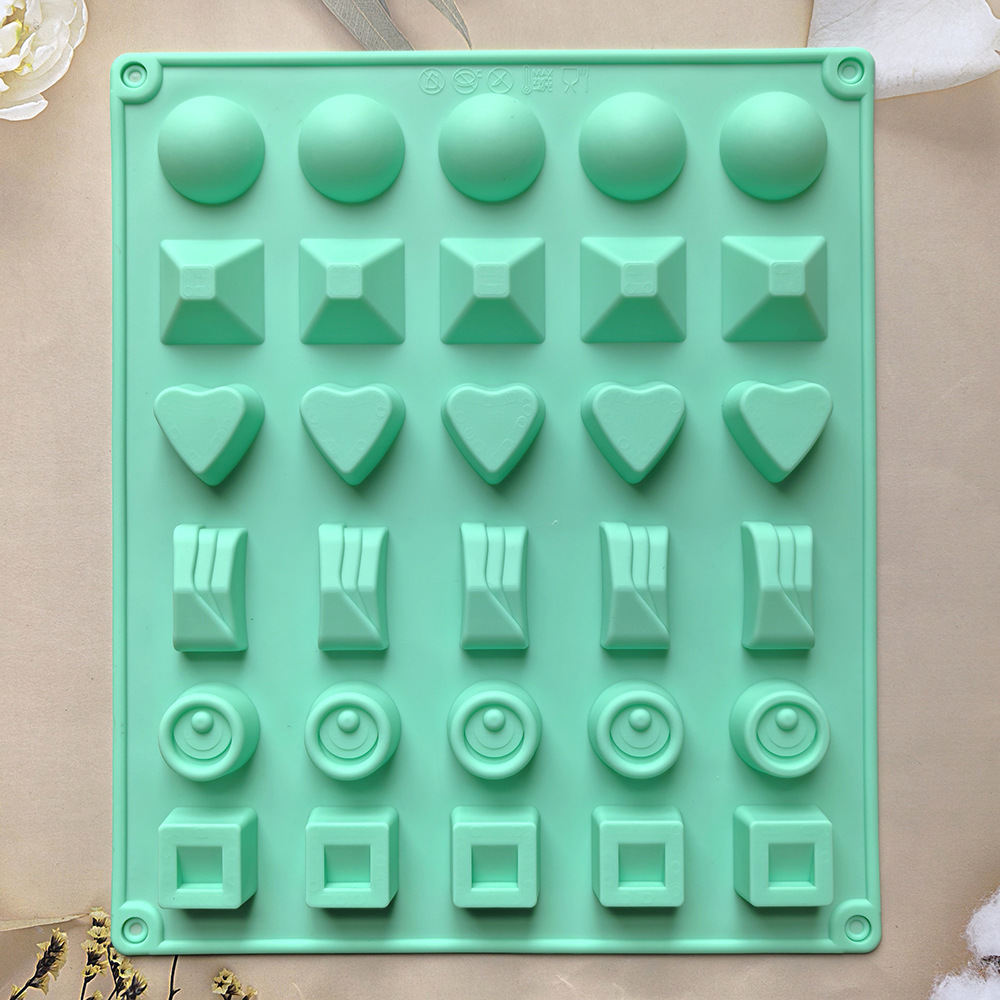 Silicone 30 con 6 conjuntos de molde de chocolate helado gelatina pudín jabon molde de pastel herramientas de horneado 121