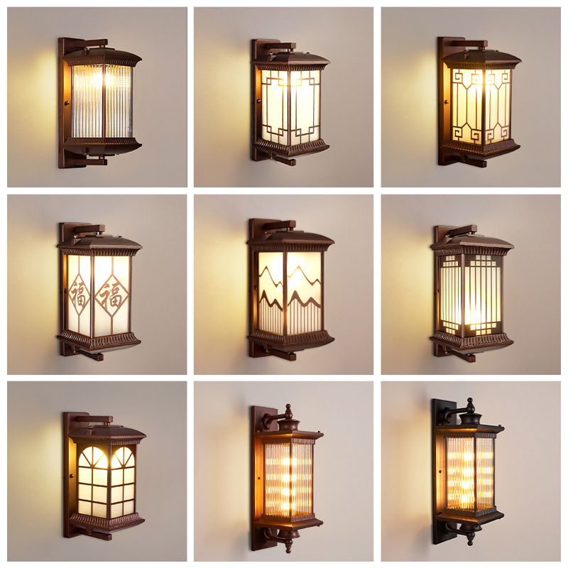 户外壁灯防水新中式花园别墅庭院大门口柱子室外阳台照明露台墙灯
