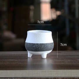 新款造型花盆桌面盆栽植物陶瓷盆小型绿植雪花花盆黑白搭配养眼款