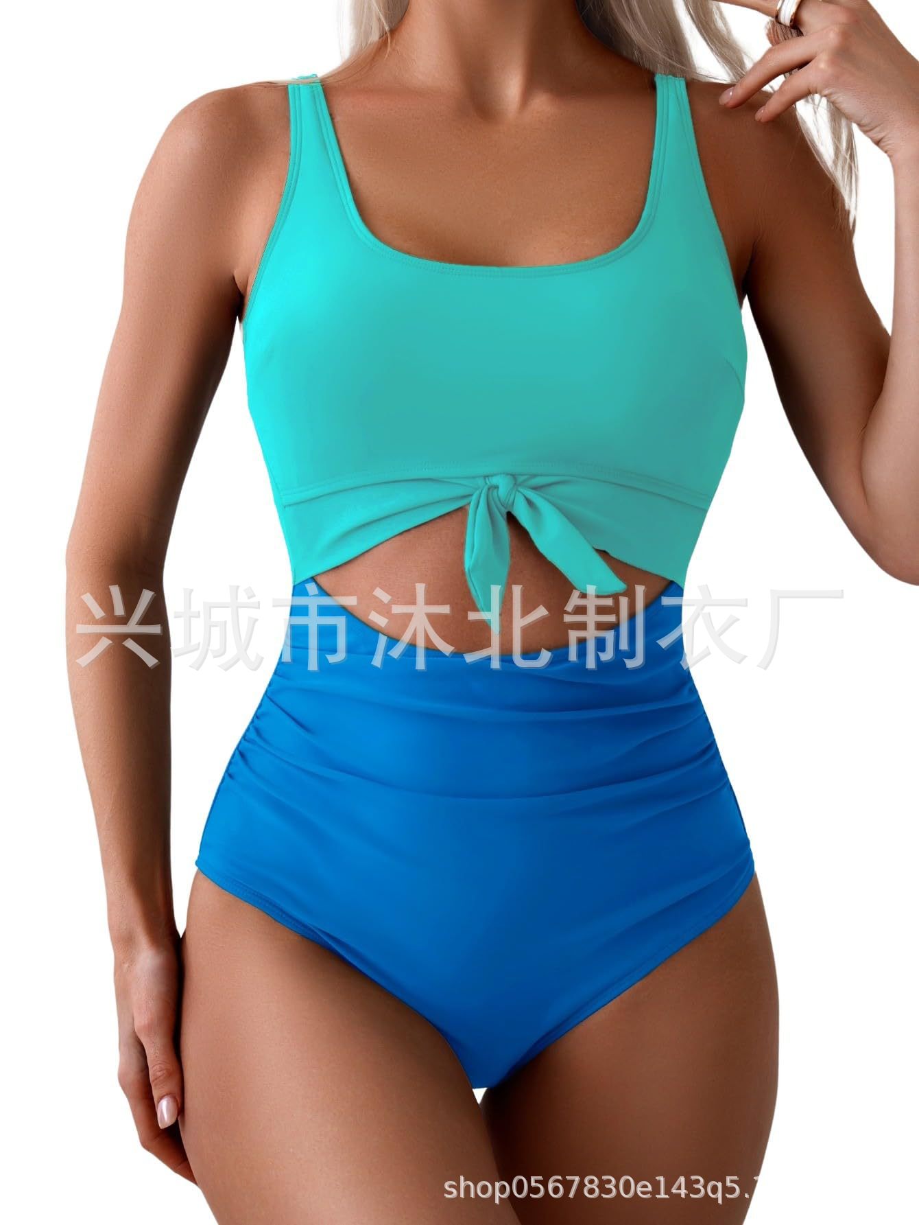 Nuevo traje de baño bikini sexy multicolor transfronterizo europeo y americano Traje de baño de una pieza hueco de costura de comercio exterior de Amazon 2025 image 8