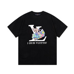 2025 Lujia 2025SS 新しい半袖男性と女性のルーズ落書きレターカジュアルコットン Tシャツ