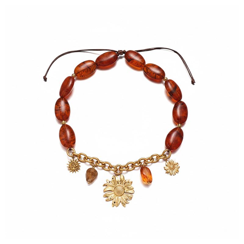 TENA Europa y América Joyas transfronterizas simple retro cristal colgante de sol collar de titanio acero no decoloración joyas mujeres