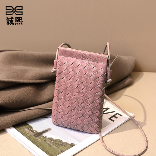 Factory Direct Sale Tall Phone Small Square Fashion Hand-woven Bag Mini Cute Solid Color Shoulder Crossbody Bag